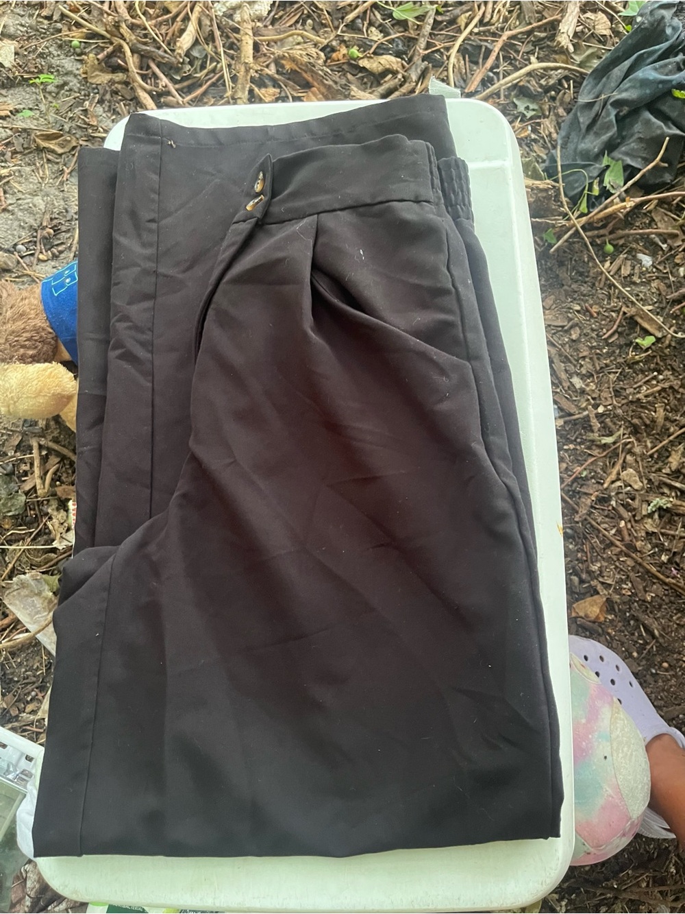 Black Casual Straight-Leg Pants